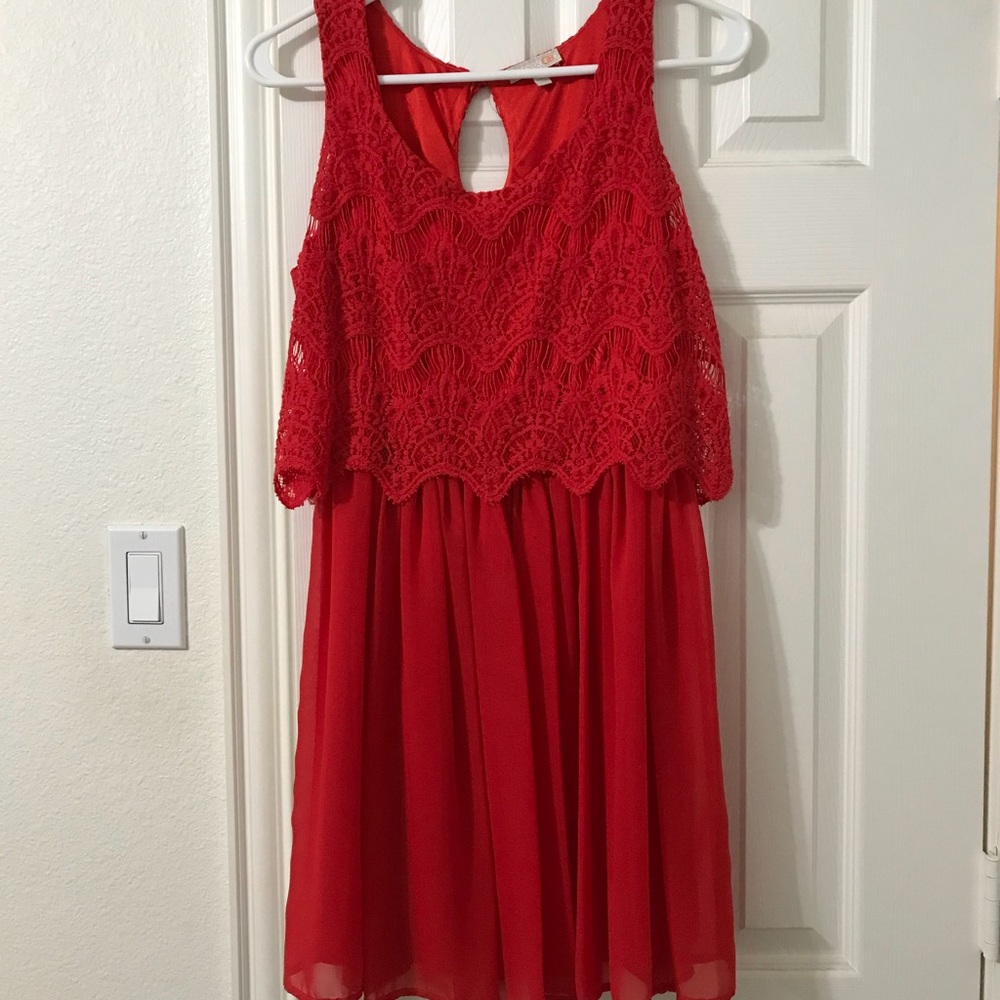Red mini dress